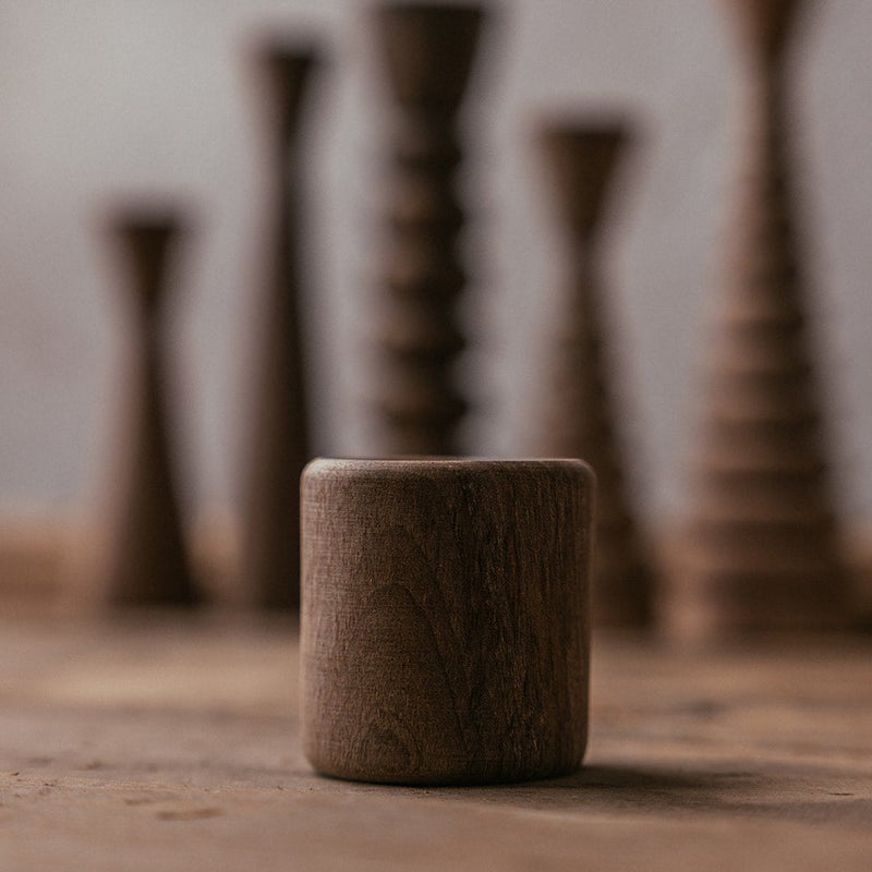 1.5" Walnut Candle Holder | Cylinder Accents + Decor 