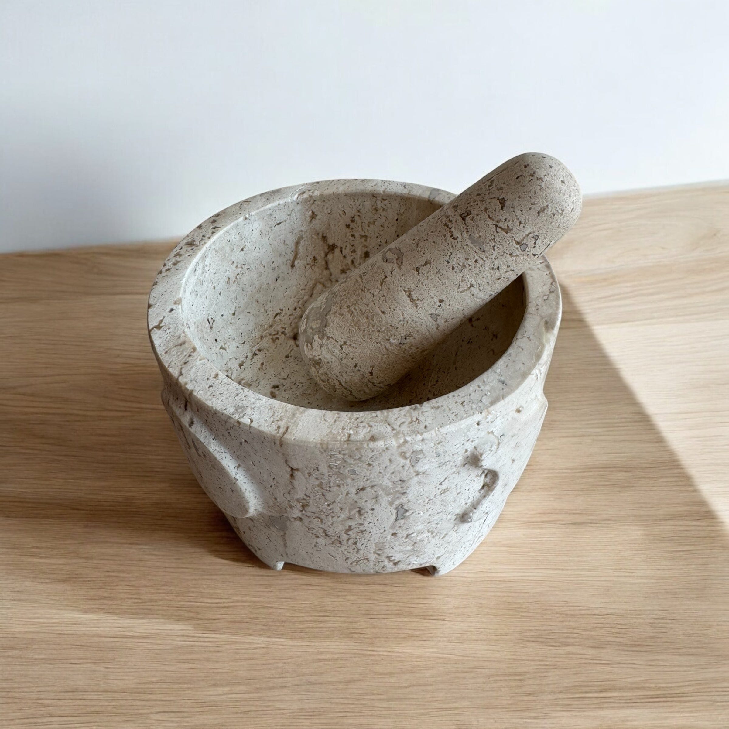 Ara Mortar and Pestle | Travertine Mortar + Pestles 