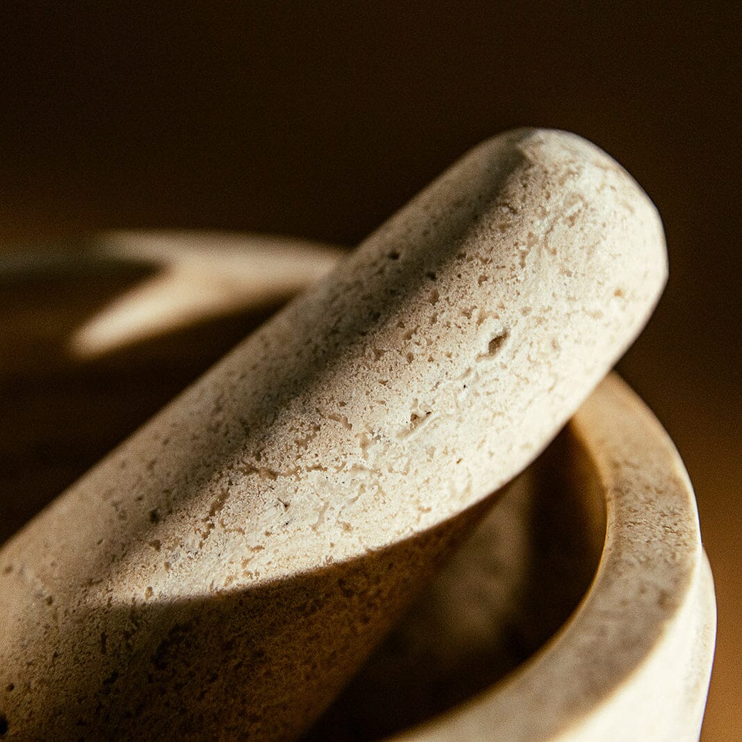 Ara Mortar and Pestle | Travertine Mortar + Pestles 