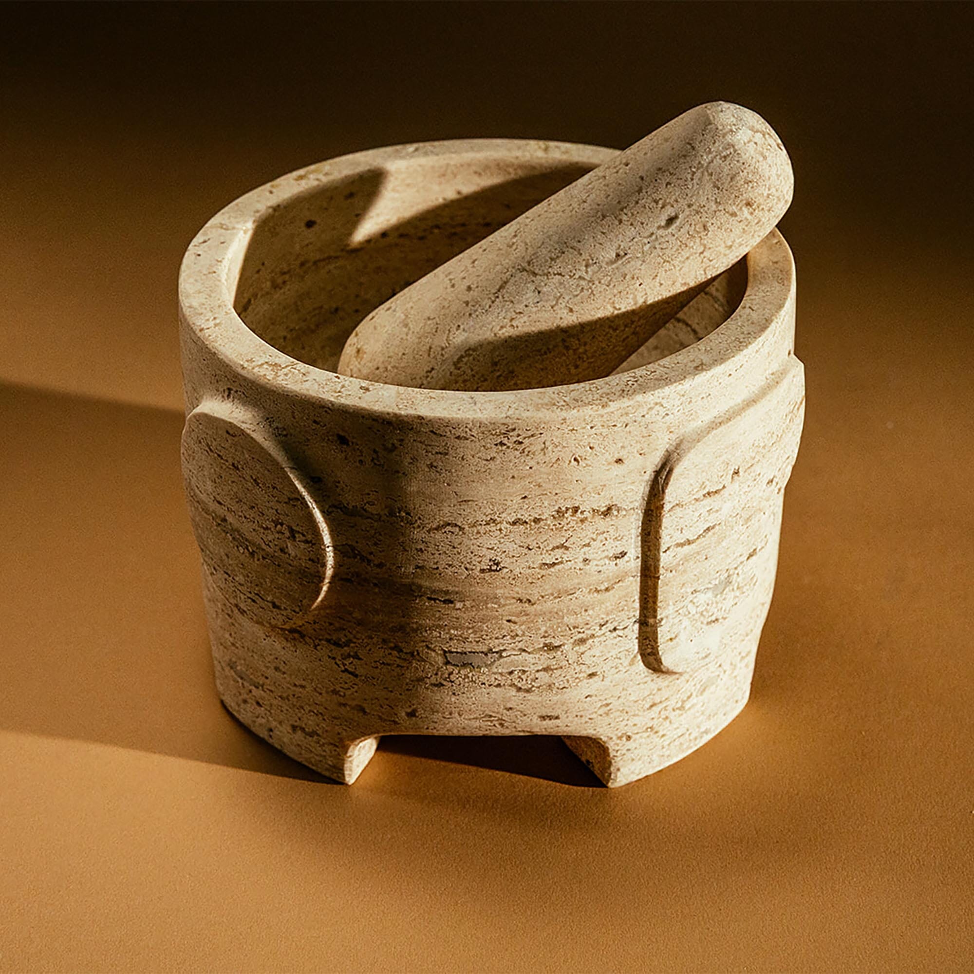Ara Mortar and Pestle | Travertine Mortar + Pestles 