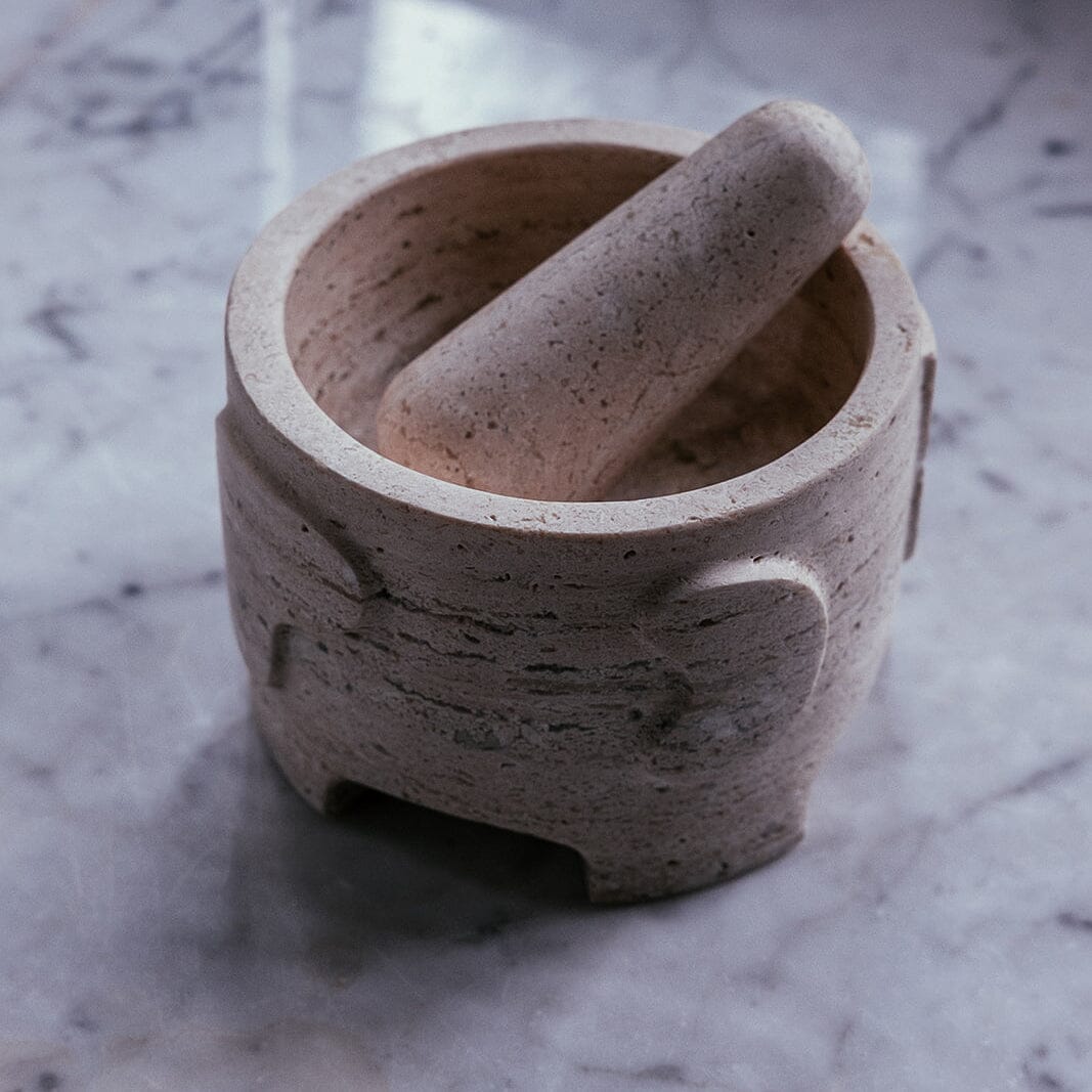 Ara Mortar and Pestle | Travertine Mortar + Pestles 
