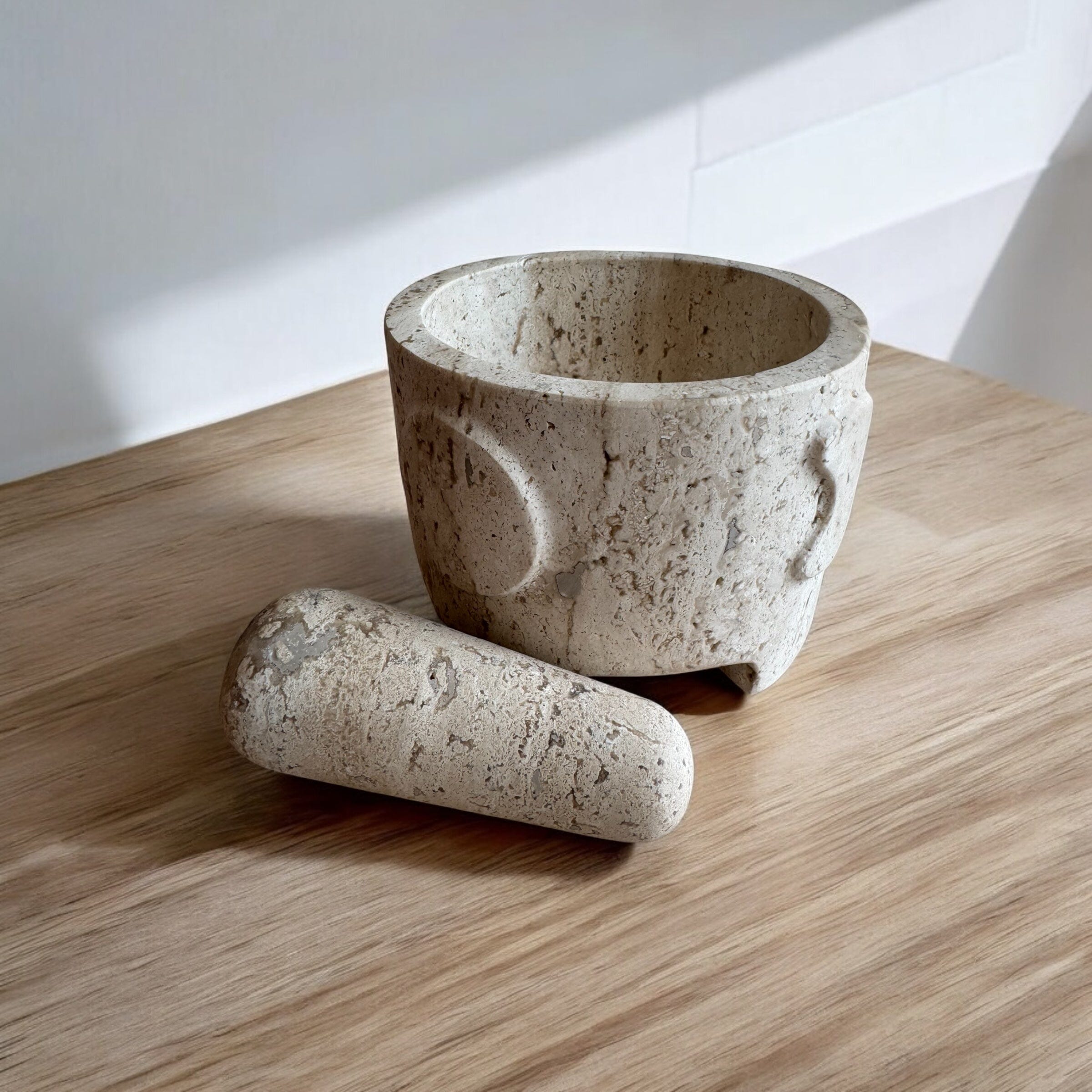 Ara Mortar and Pestle | Travertine Mortar + Pestles 