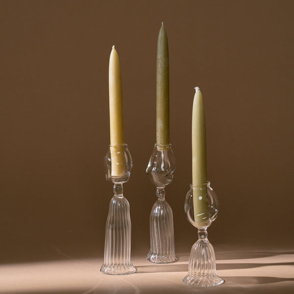 Artisan Shaped Glass Candle Holder | Set of 3 Candles & Incense 