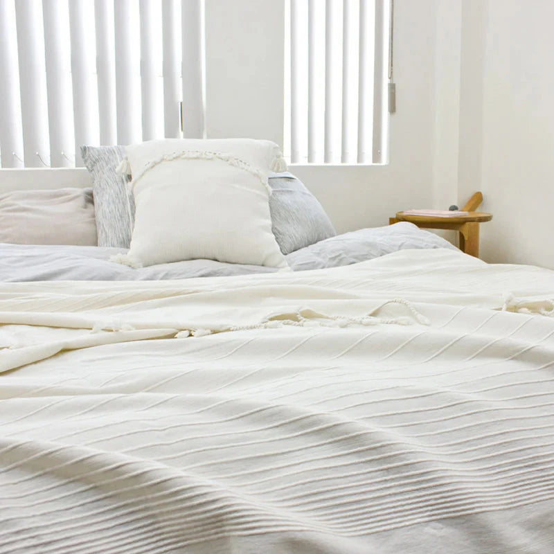 Brushed Cotton Beadspread | Ivory Blankets & Throws 