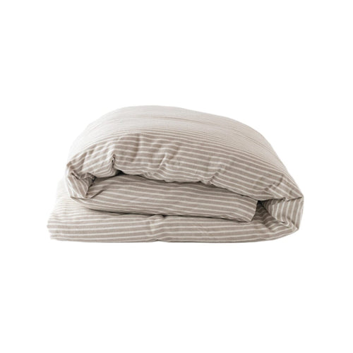 Brushed Cotton Duvet Cover | Ivory-Camel Stripe Home Textiles 