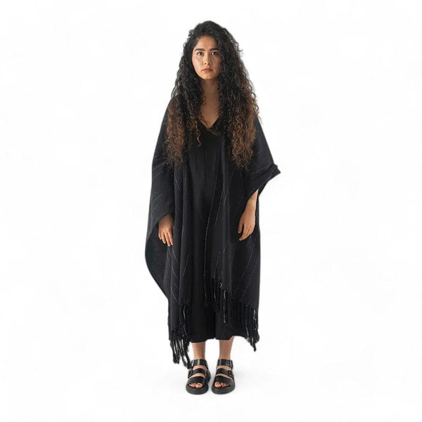 Brushed Cotton Poncho | Black Stripe Clothing 