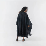 Brushed Cotton Poncho | Black Stripe Clothing 