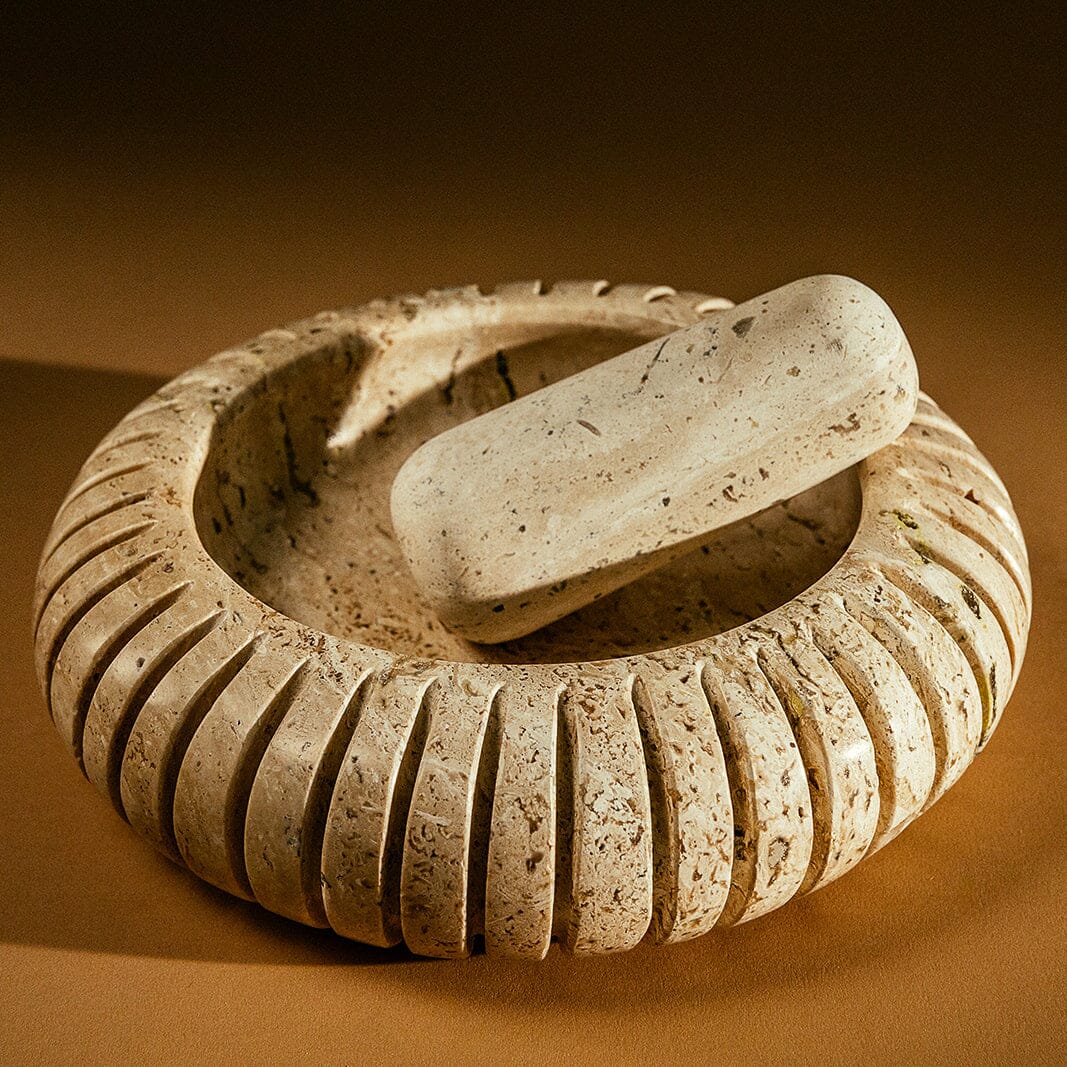 Canopo Mortar and Pestle | Travertine Cookware 