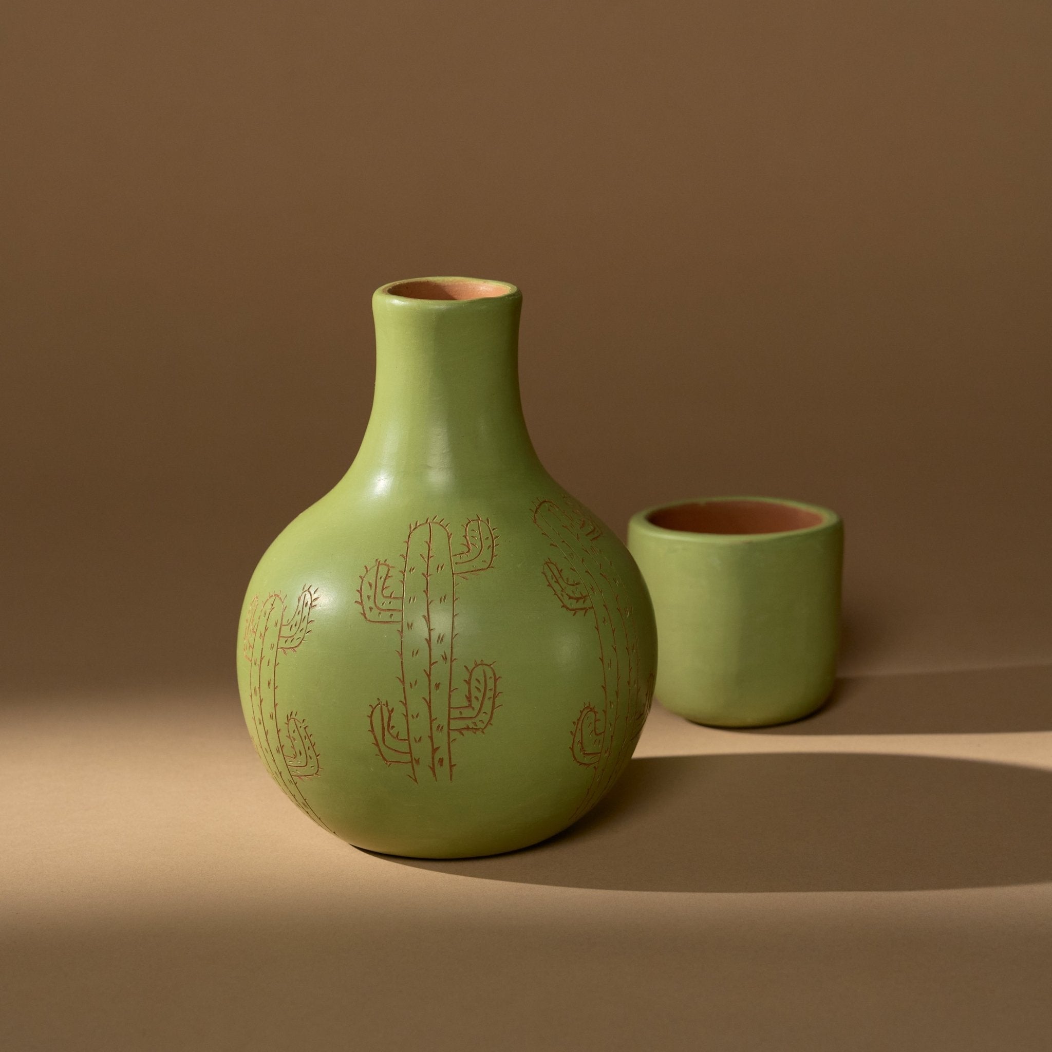 Cantaro Ceramic Carafe Set | Cactus_Huáncito, Chilchota, Michoachan_201-50-1892-766AgaveOS | Obakki