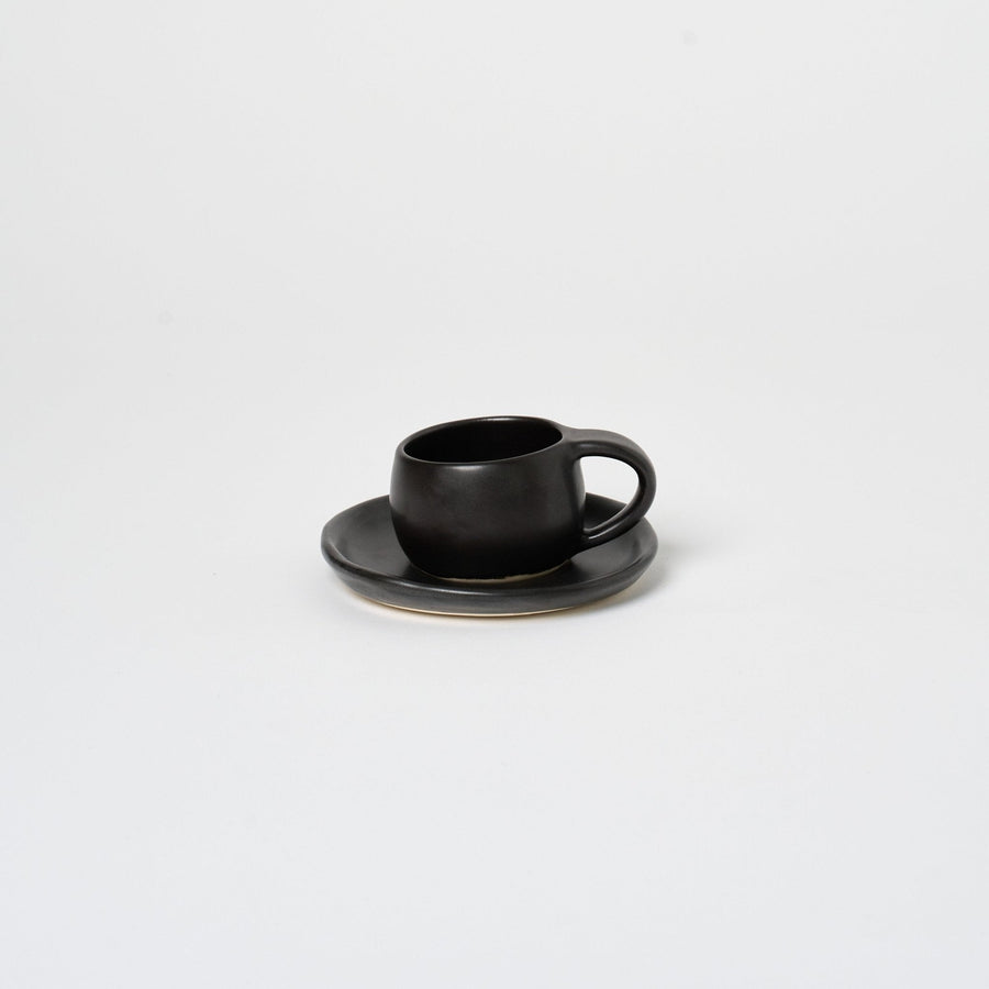 Ceramic Espresso Cup + Saucer_Nook Mesa_201-71-1953-189BlackOS | Obakki