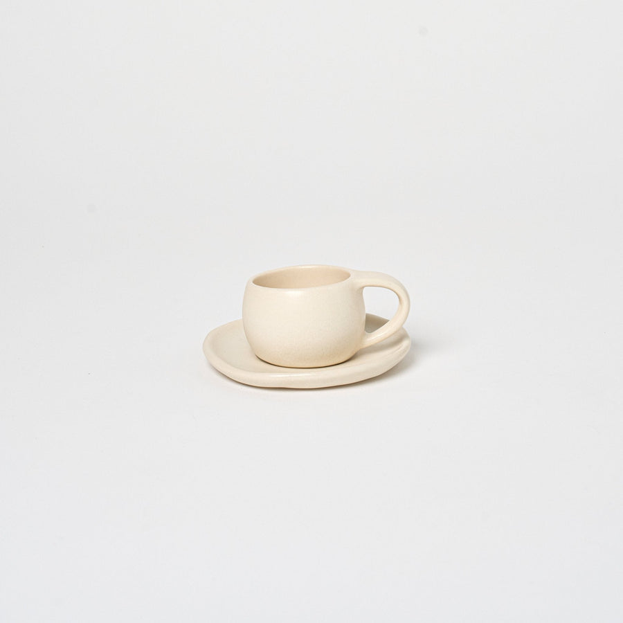 Ceramic Espresso Cup + Saucer_Nook Mesa_201-71-1953-189CreamOS | Obakki
