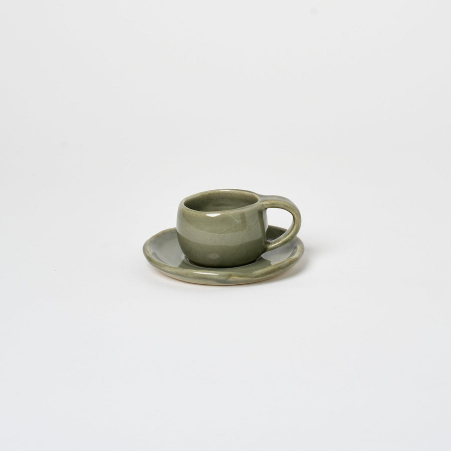 Ceramic Espresso Cup + Saucer_Nook Mesa_201-71-1953-189OliveOS | Obakki