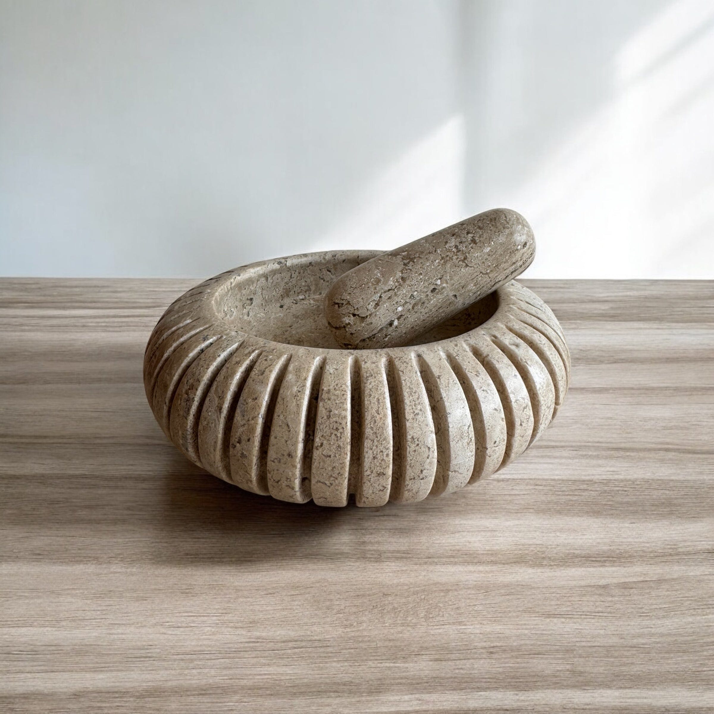 Conopo Mortar and Pestle | Travertine Mortar + Pestles 