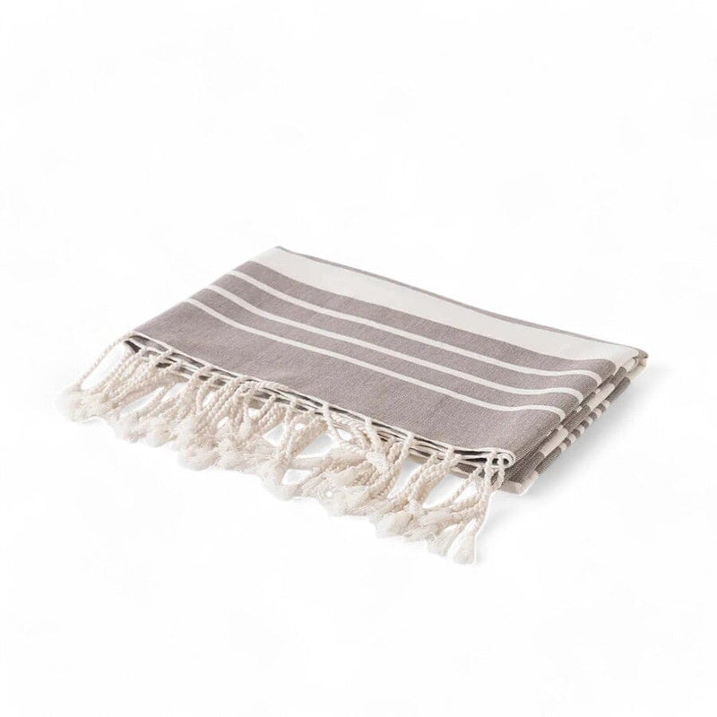 Cotton Throw | Ivory / Brown Blankets & Throws 