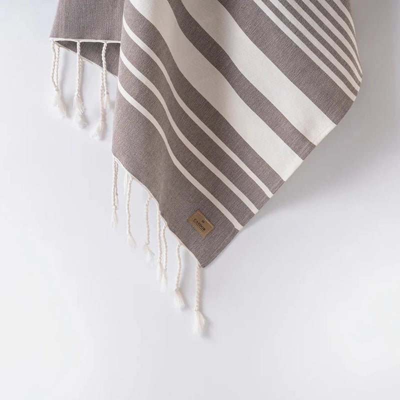 Cotton Throw | Ivory / Brown Blankets & Throws 