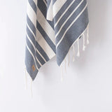 Cotton Throw | Ivory / Navy Blankets & Throws 