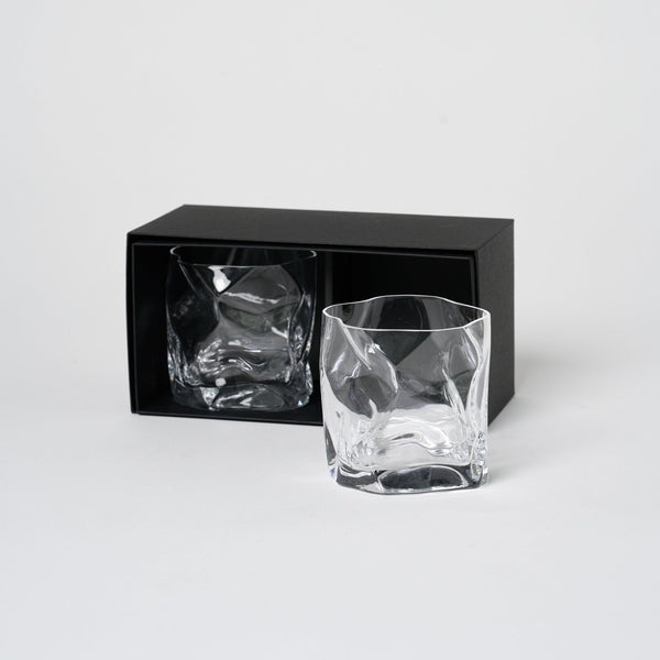 Crumple Old Fashioned Glass | Set of 2 Glassware 