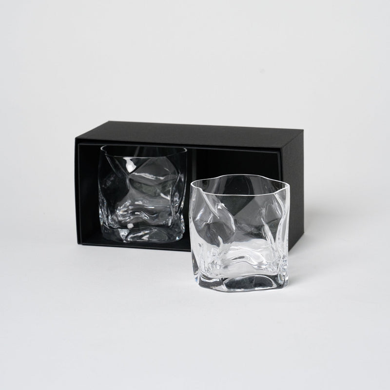 Crumple Old Fashioned Glass | Set of 2 Glassware 