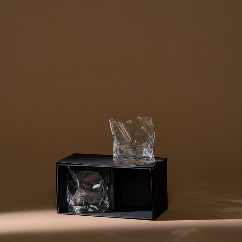 Crumple Old Fashioned Glass | Set of 2 Glassware 