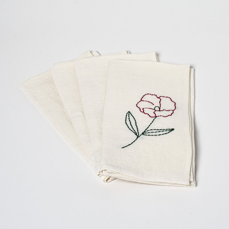 Fleurs Romantiques Table Napkins | Set of 4 Table Linens 