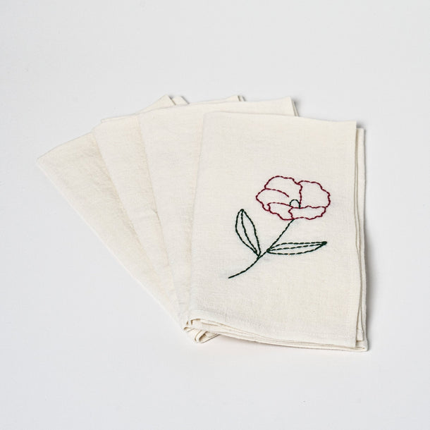 Fleurs Romantiques Table Napkins | Set of 4_Sarah Espeute_201-61-1924.1-168CoquelicotOS | Obakki