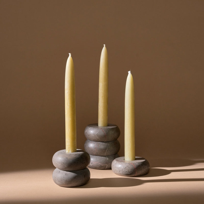 Marble Candle Holders | Set of 3 Candles & Incense 