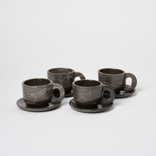 Marble Mug + Saucer | Set of 4_Nook Mesa_201-71-1951.3-189Black MarbleOS | Obakki