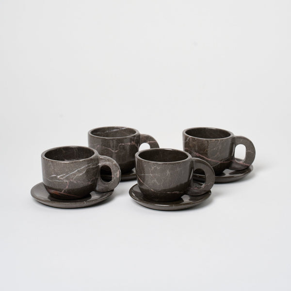Marble Mug + Saucer | Set of 4 Vases + Planters Black Marble 