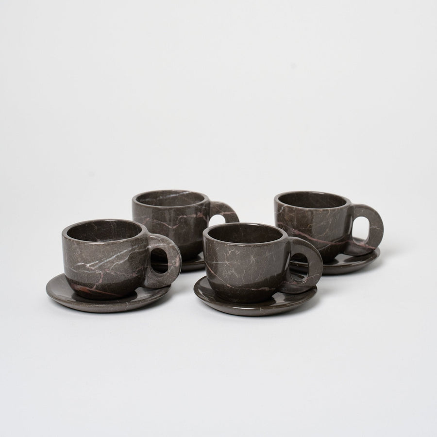 Marble Mug + Saucer | Set of 4_Nook Mesa_201-71-1951.3-189Black MarbleOS | Obakki