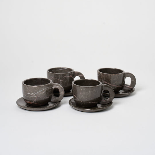 Marble Mug + Saucer | Set of 4 Vases + Planters Black Marble 
