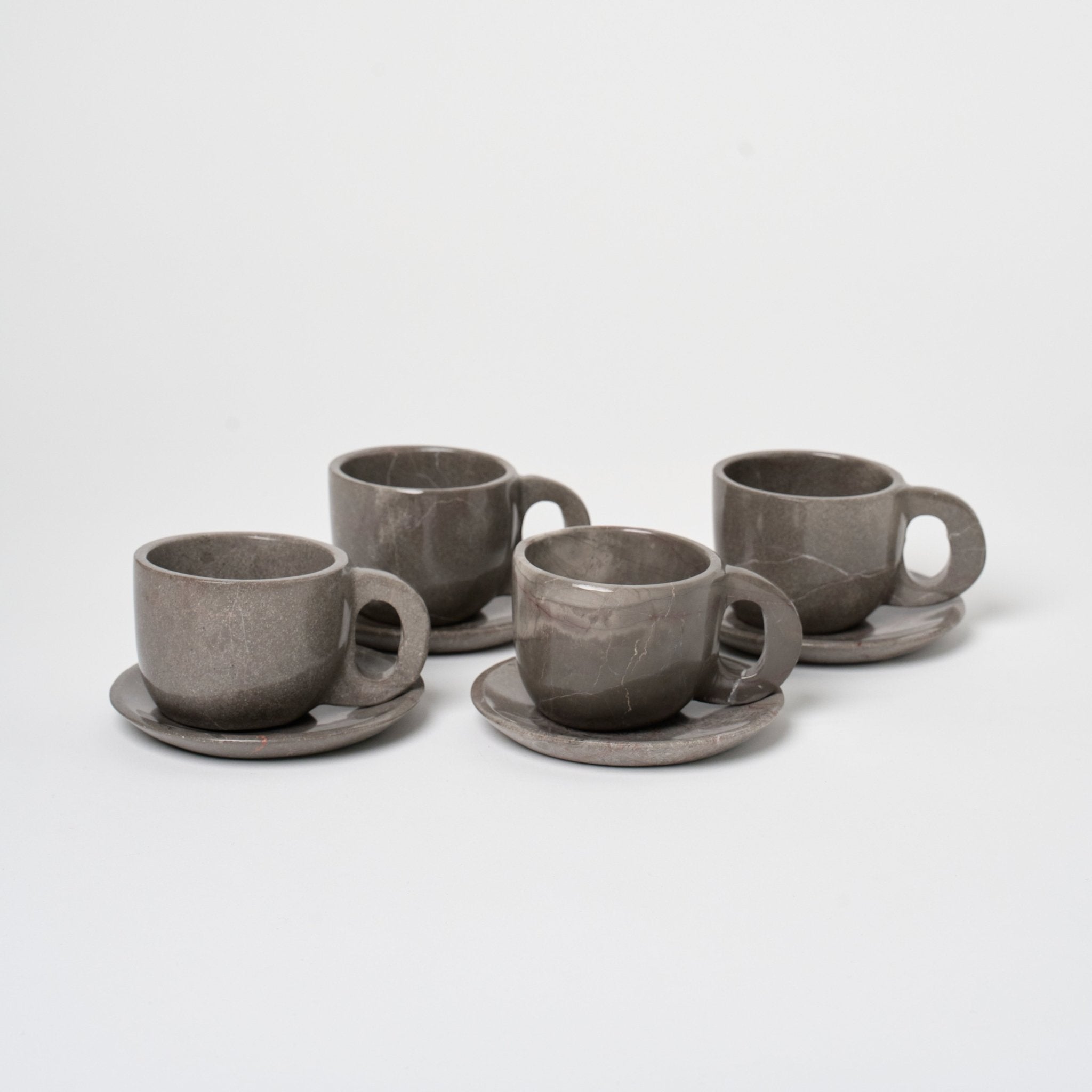 Marble Mug + Saucer | Set of 4 Vases + Planters Grey Marble 