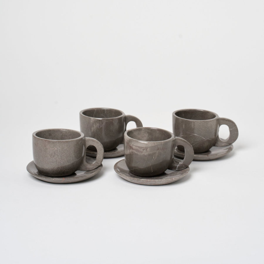 Marble Mug + Saucer | Set of 4_Nook Mesa_201-71-1951.3-189Grey MarbleOS | Obakki