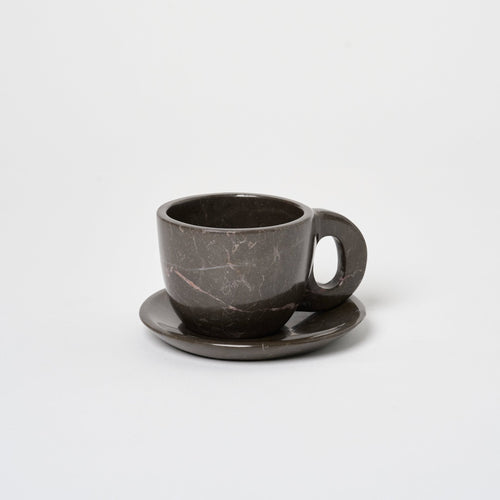 Marble Mug + Saucer Vases + Planters Black Marble 