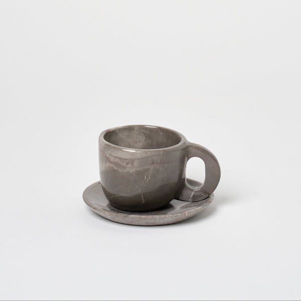 Marble Mug + Saucer Vases + Planters Grey Marble 