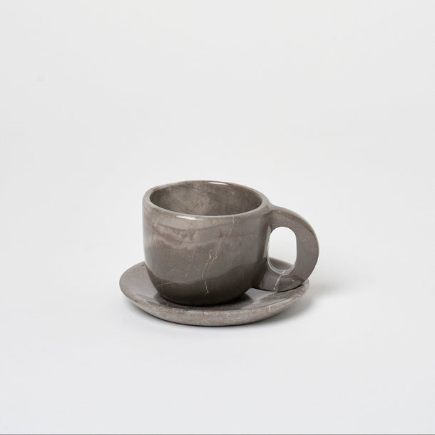 Marble Mug + Saucer Vases + Planters Grey Marble 