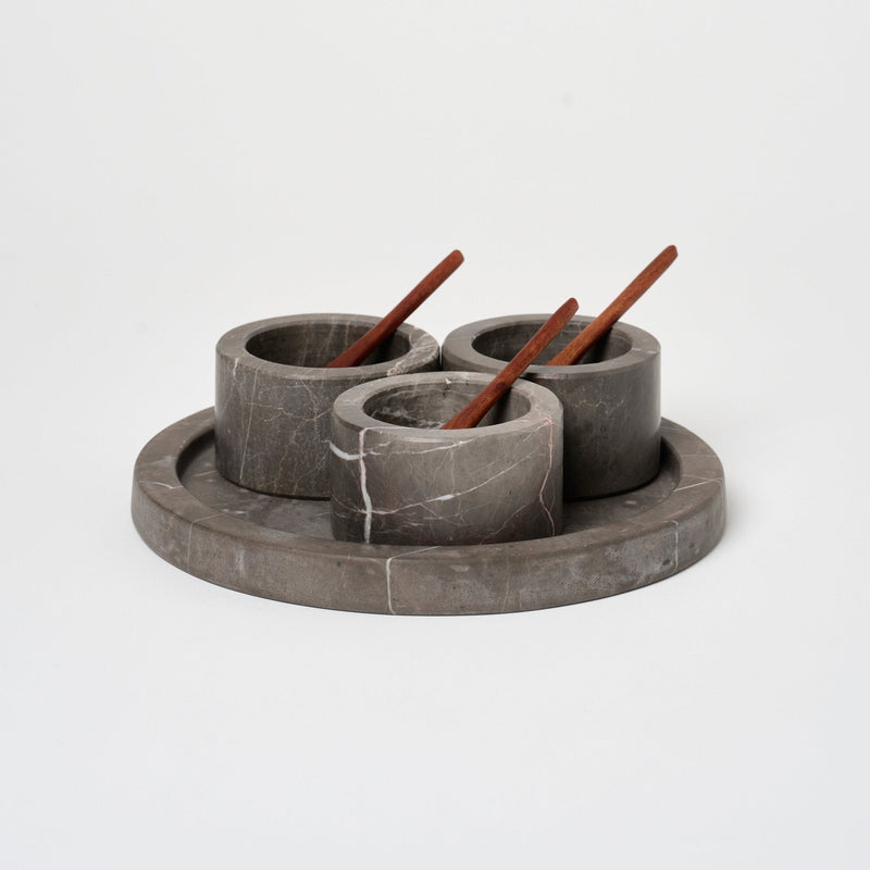 Marble Sauce Dish | Set of 3 Vases + Planters Grey Marble 