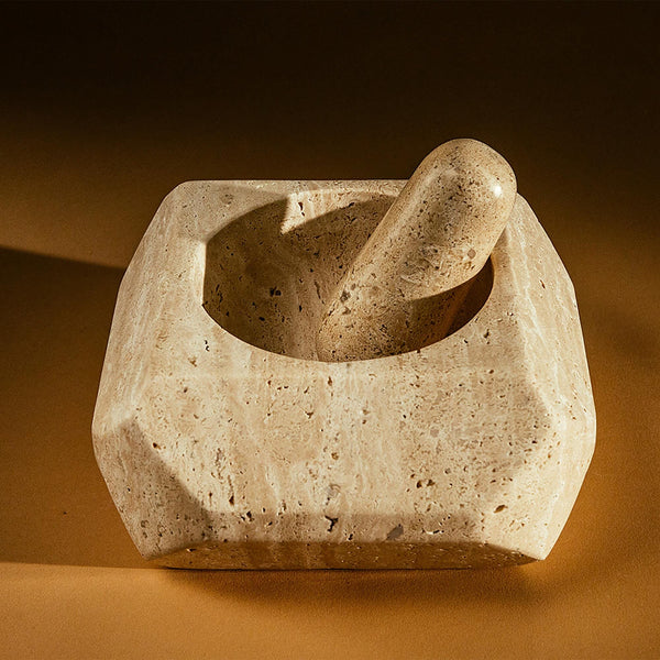 Orion Mortar and Pestle | Travertine Mortar + Pestles 