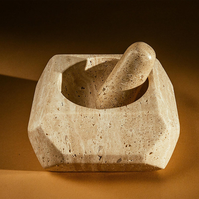 Orion Mortar and Pestle | Travertine Mortar + Pestles 
