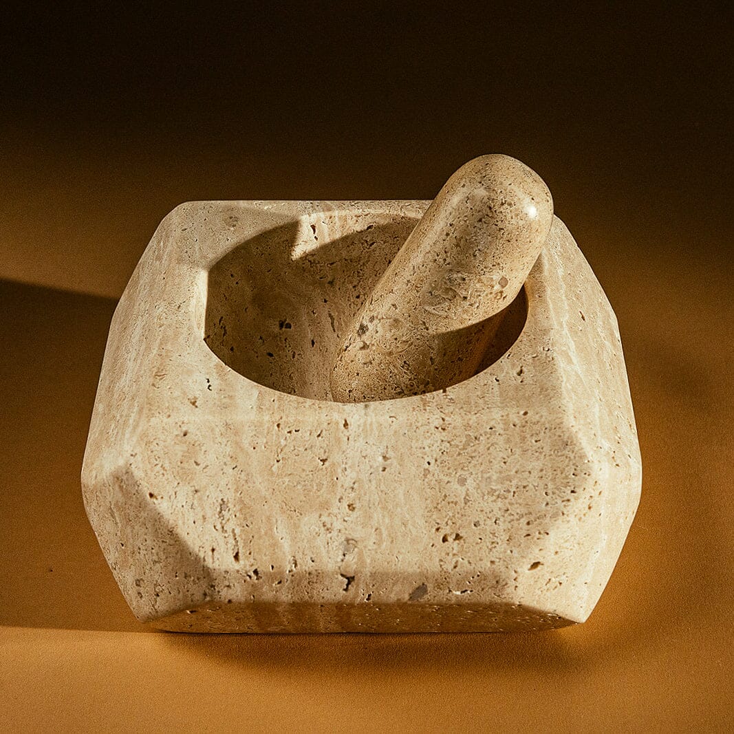 Orion Mortar and Pestle | Travertine Mortar + Pestles 