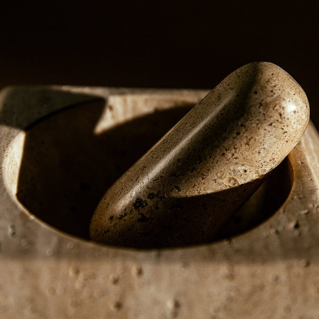 Orion Mortar and Pestle | Travertine Mortar + Pestles 