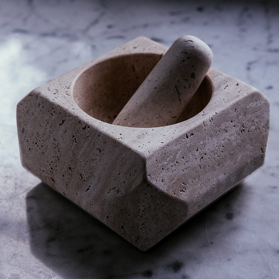 Orion Mortar and Pestle | Travertine Mortar + Pestles 