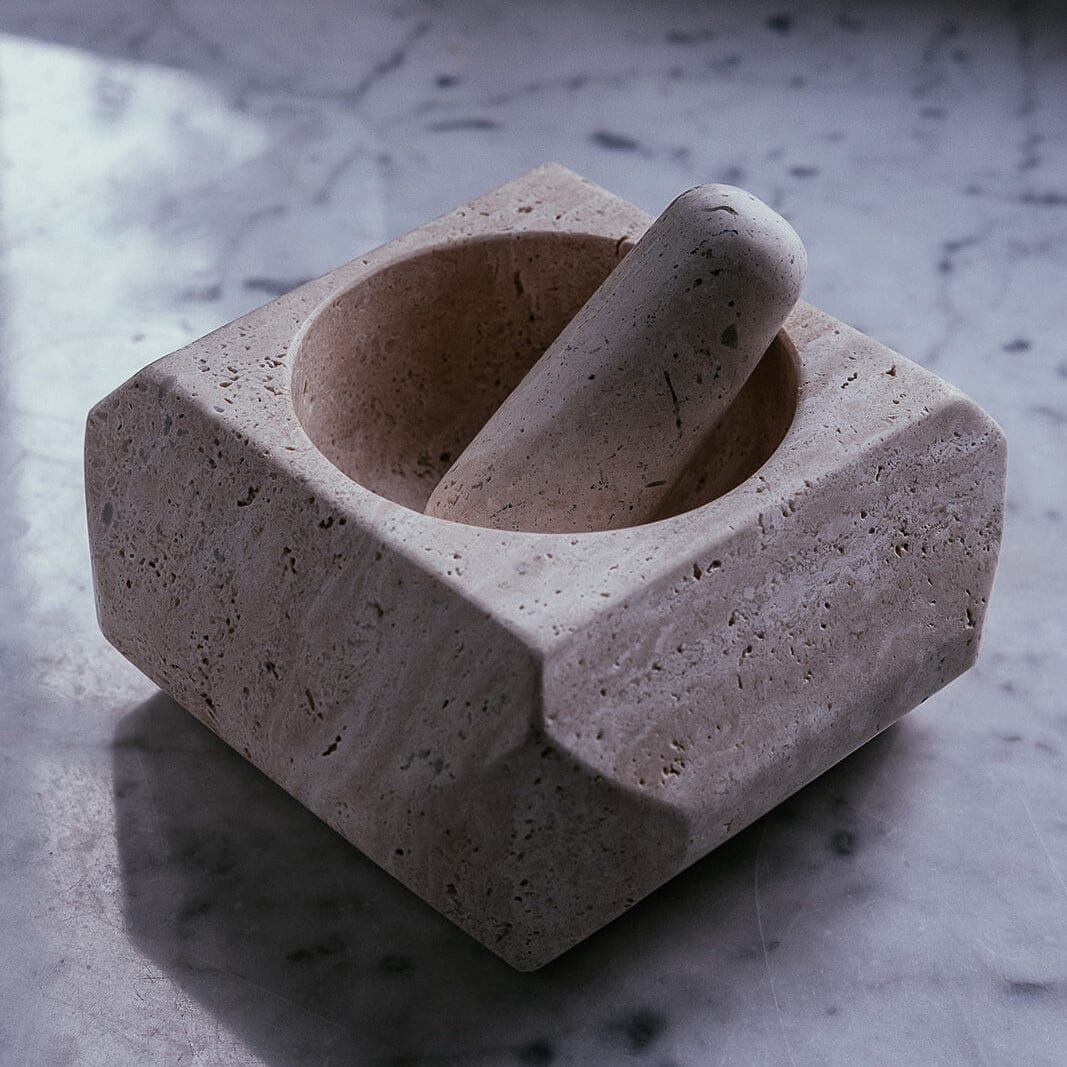 Orion Mortar and Pestle | Travertine Mortar + Pestles 
