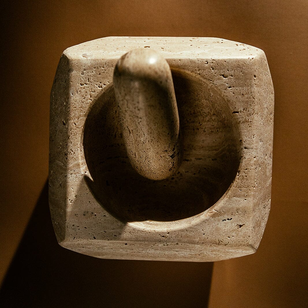 Orion Mortar and Pestle | Travertine Mortar + Pestles 