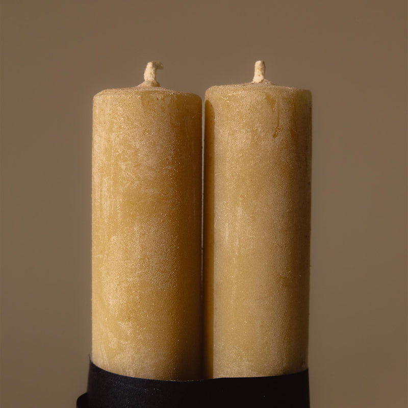 Pillar Candle Set of 2 | Cedar Yellow Candles 