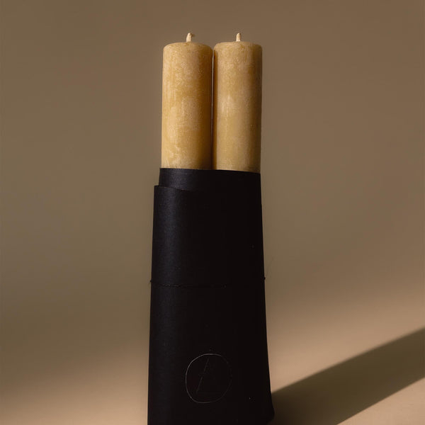 Pillar Candle Set of 2 | Cedar Yellow Candles 