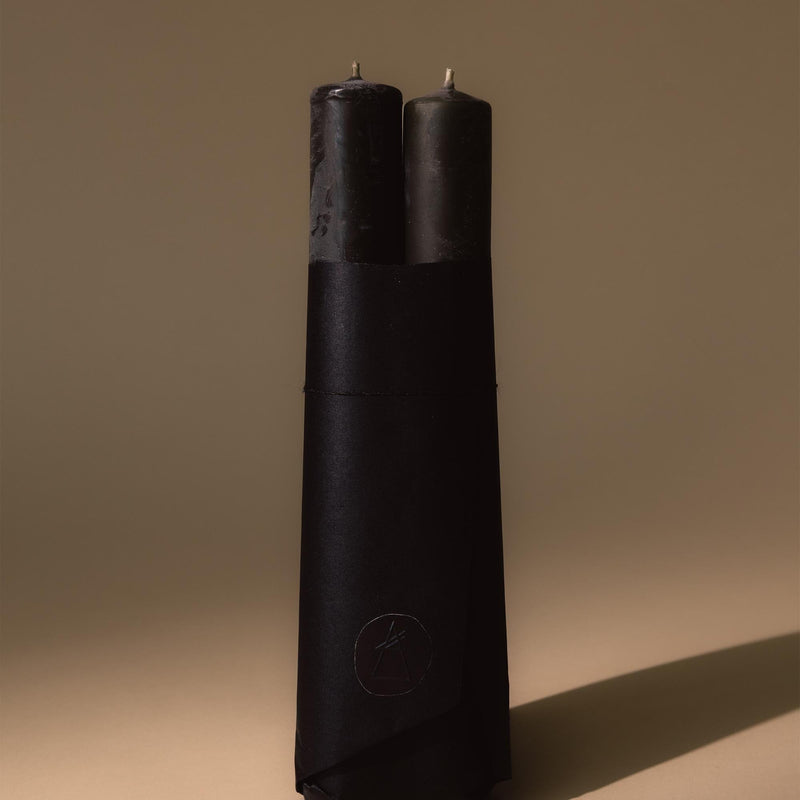 Pillar Candle Set of 2 | Unscented Black Candles 