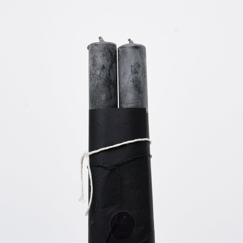 Pillar Candle Set of 2 | Unscented Black Candles 