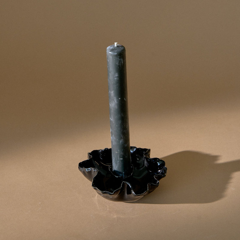 Ruffle Candle Bowl | Black Gloss Candles & Incense 
