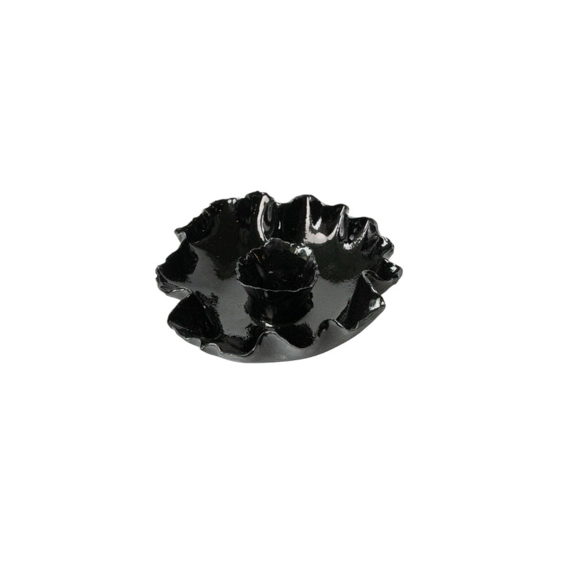 Ruffle Candle Bowl | Black Gloss Candles & Incense 
