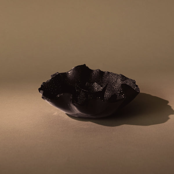 Ruffle Candle Bowl | Black Gloss Candles & Incense 